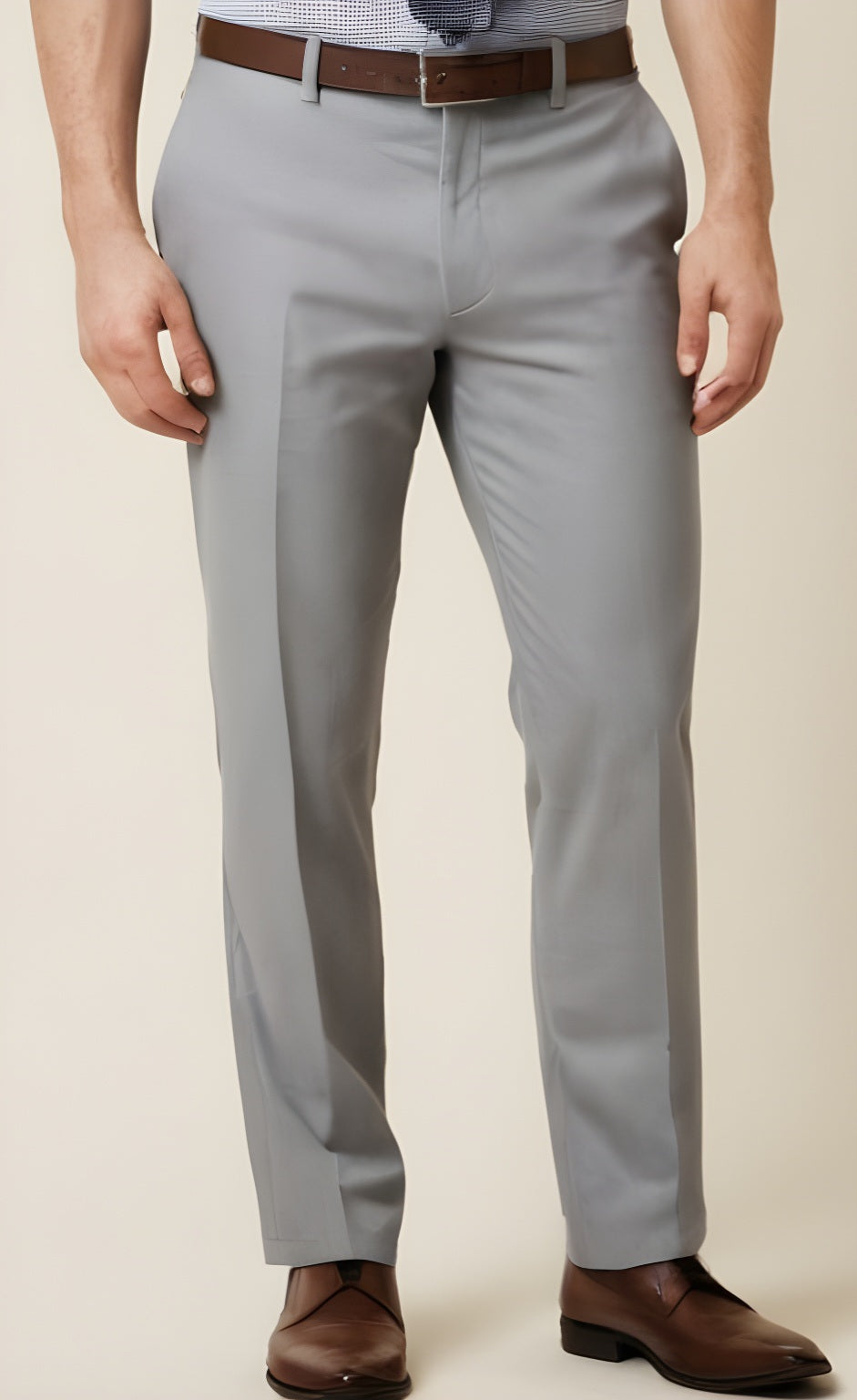 NOHA FAB  Formal Silver Grey | Regular Slim Fit Trouser
